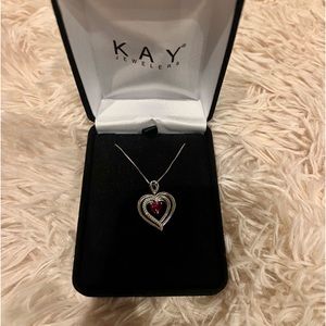 Convertible Heart Necklace Lab-Created Ruby Sterling Silver